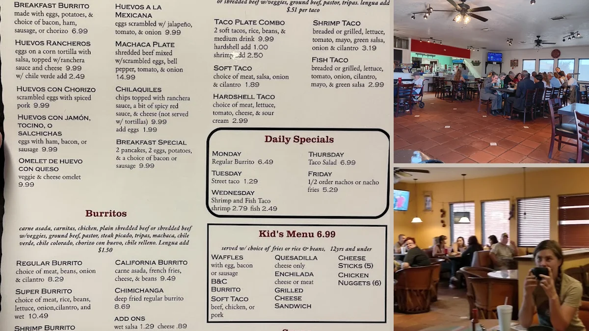 Dining tables inside a casual restaurant